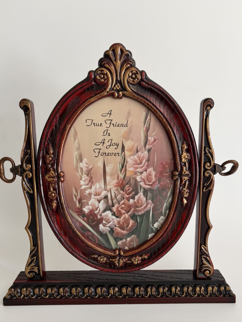 British Registered Design Victorian-Style Swivel Oval Tabletop Picture Frame